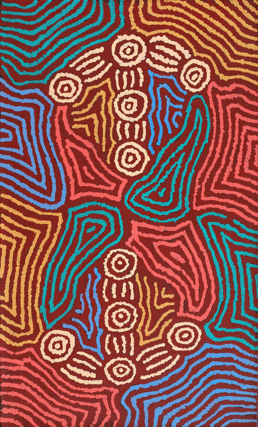 Aboriginal Artwork by Michael Jangala Gallagher, Yankirri Jukurrpa (Emu Dreaming) - Ngarlikurlangu, 76x46cm