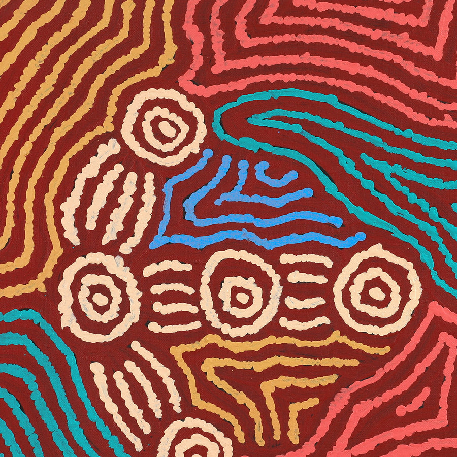 Aboriginal Artwork by Michael Jangala Gallagher, Yankirri Jukurrpa (Emu Dreaming) - Ngarlikurlangu, 76x46cm