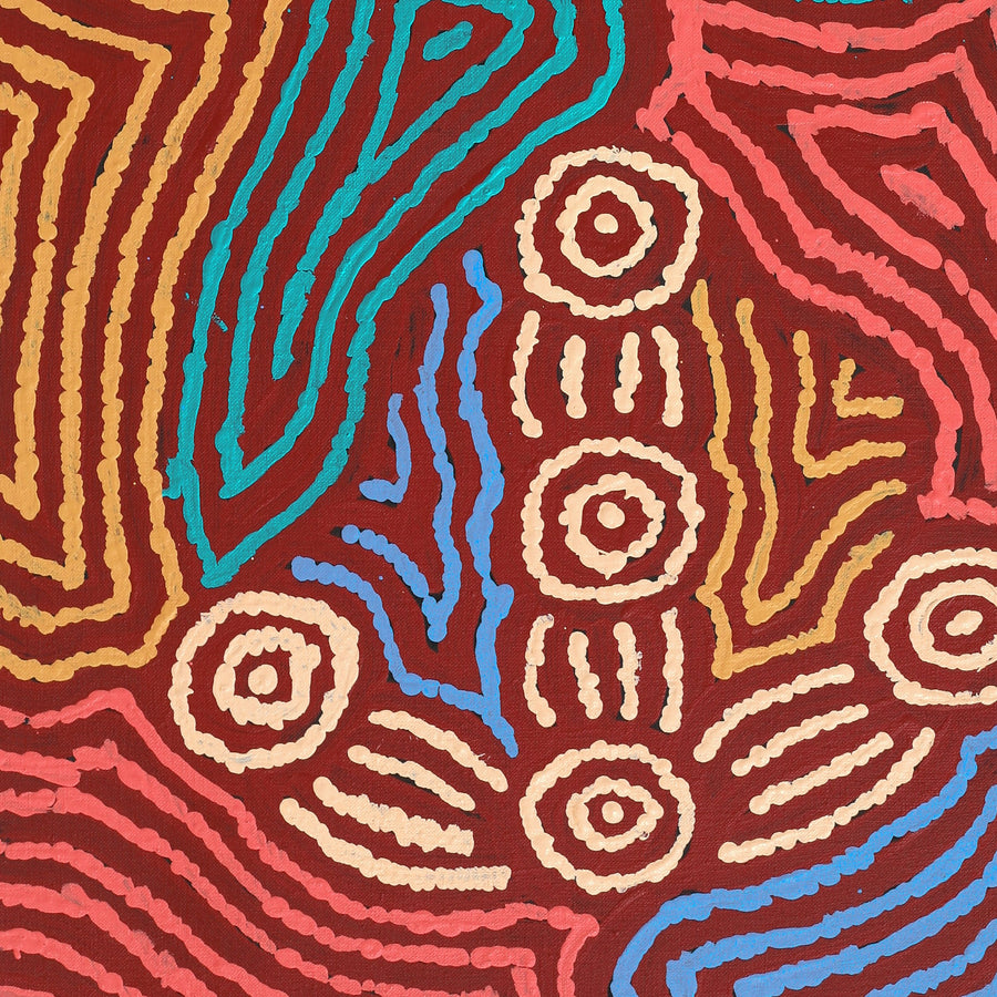 Aboriginal Artwork by Michael Jangala Gallagher, Yankirri Jukurrpa (Emu Dreaming) - Ngarlikurlangu, 76x46cm