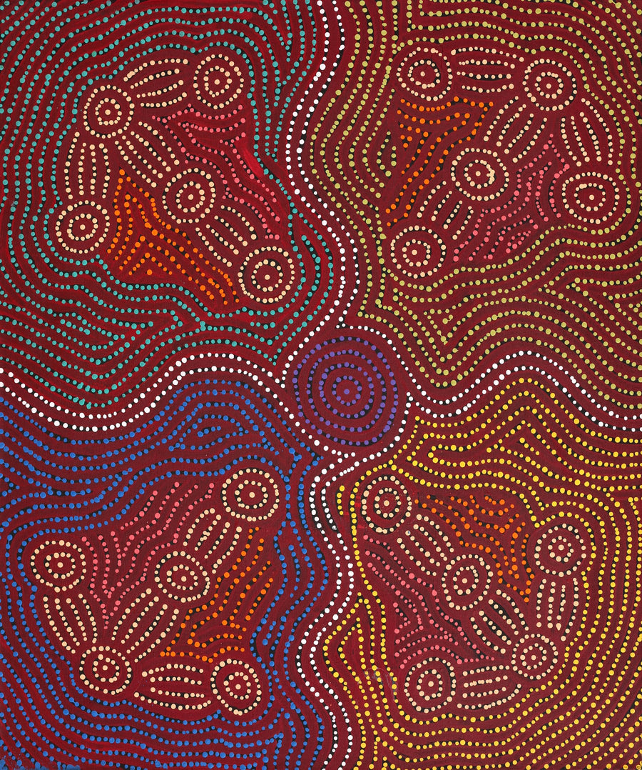 Aboriginal Artwork by Michael Jangala Gallagher, Yankirri Jukurrpa (Emu Dreaming) - Ngarlikurlangu, 91x76cm