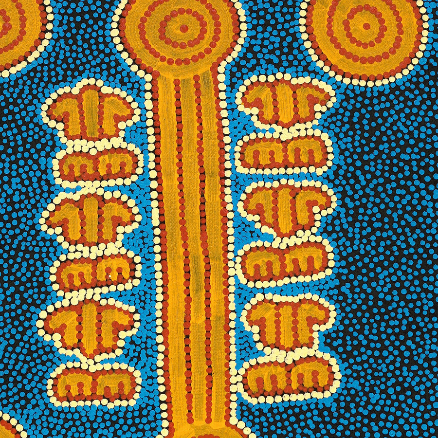 Aboriginal Artwork by Michael Japaljarri Wayne, Marlu Jukurrpa (Red Kangaroo Dreaming) Yarnardilyi & Jurnti, 91x46cm