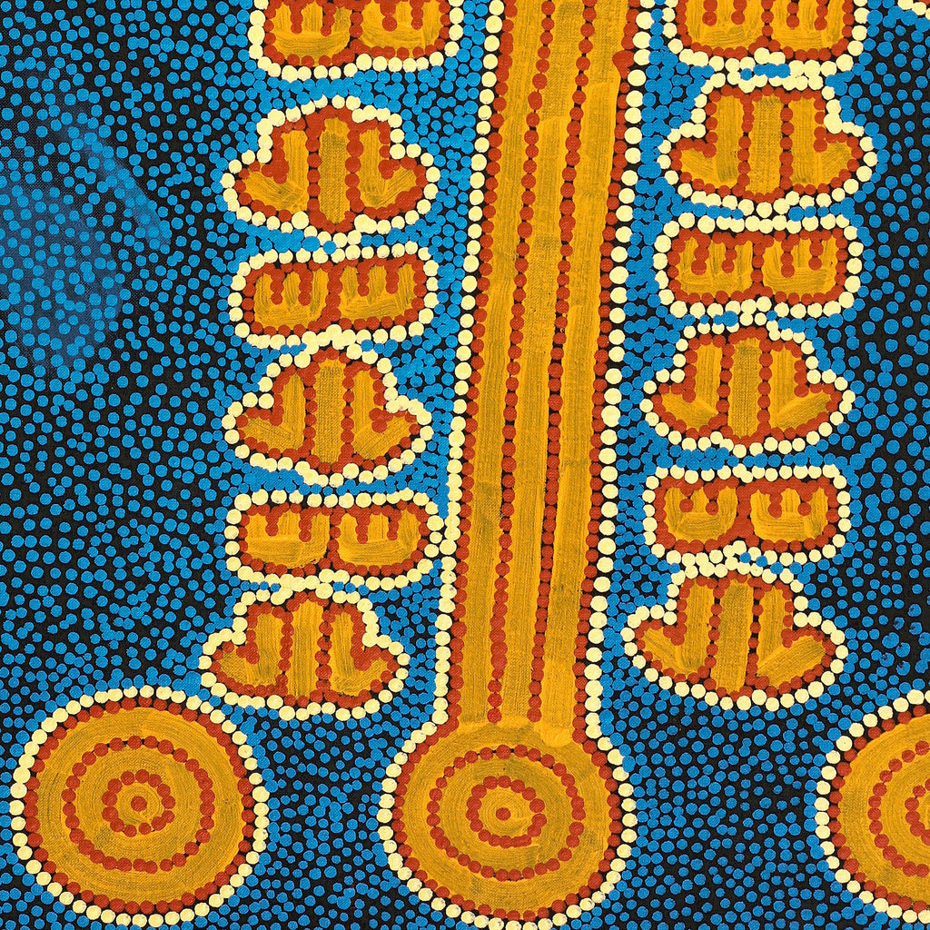 Aboriginal Artwork by Michael Japaljarri Wayne, Marlu Jukurrpa (Red Kangaroo Dreaming) Yarnardilyi & Jurnti, 91x46cm