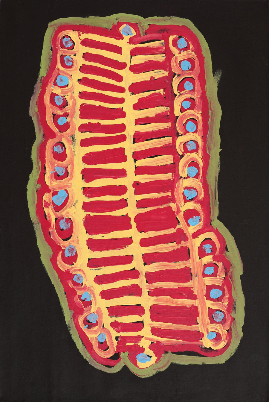 Aboriginal Artwork by Murdie Nampijinpa Morris, Malikijarra Jukurrpa, 91x61cm