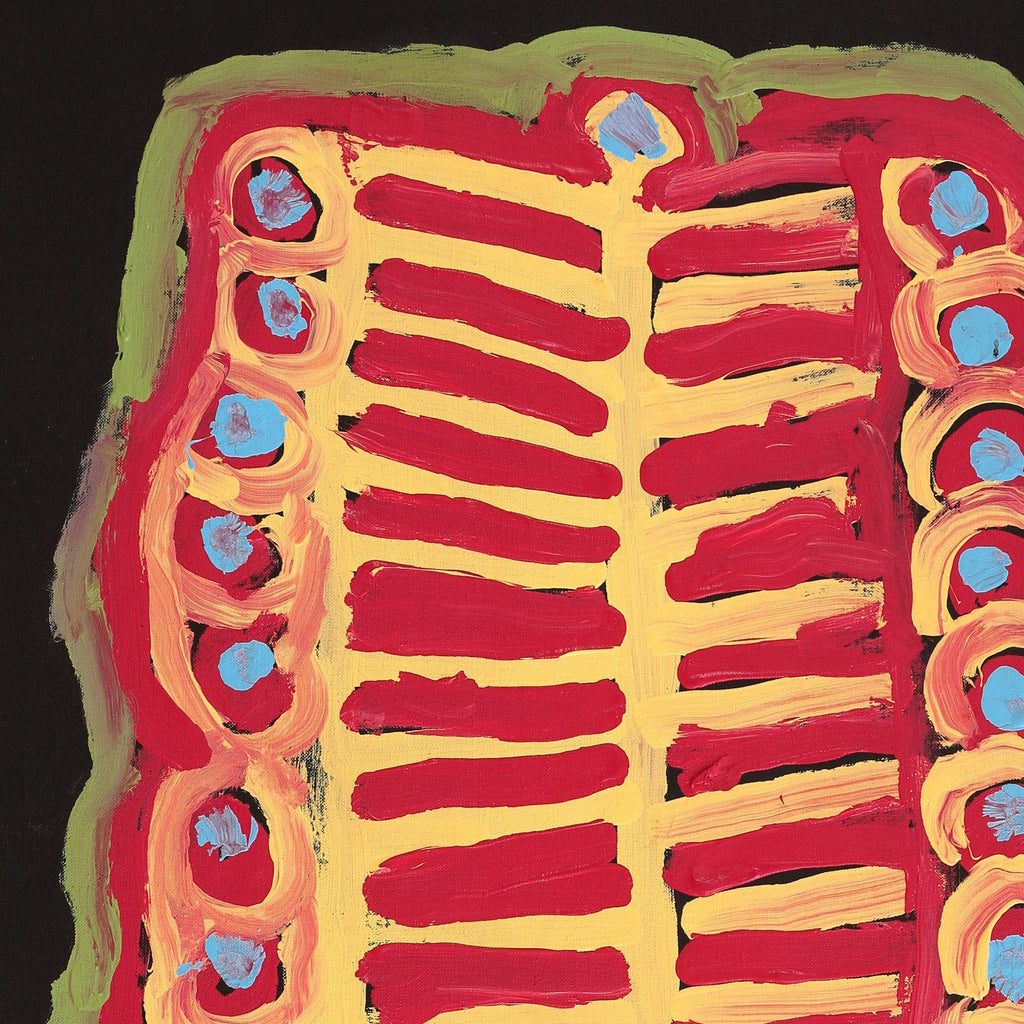 Aboriginal Artwork by Murdie Nampijinpa Morris, Malikijarra Jukurrpa, 91x61cm