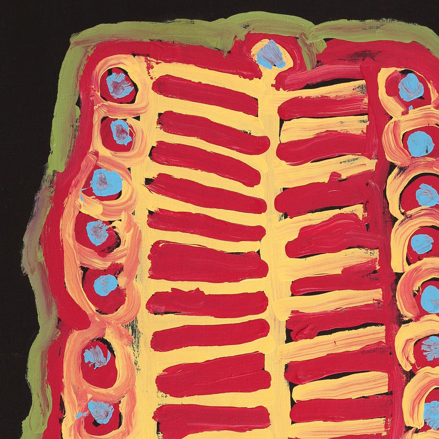 Aboriginal Artwork by Murdie Nampijinpa Morris, Malikijarra Jukurrpa, 91x61cm