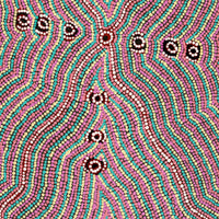 Aboriginal Artwork by Narelle Nangala Brown, Watiya-warnu Jukurrpa (Seed Dreaming), 76x46cm