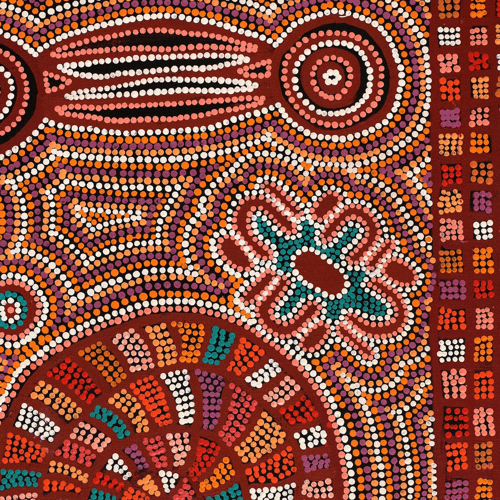 Aboriginal Artwork by Natasha Nungarrayi Spencer, Ngalyarrpa manu Puluku Jukurrpa, 76x46cm
