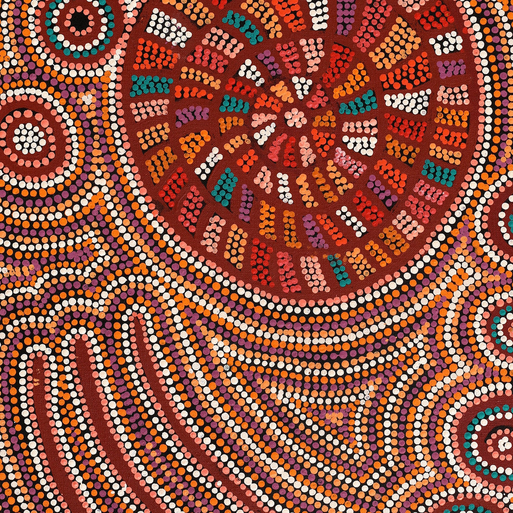 Aboriginal Artwork by Natasha Nungarrayi Spencer, Ngalyarrpa manu Puluku Jukurrpa, 76x46cm