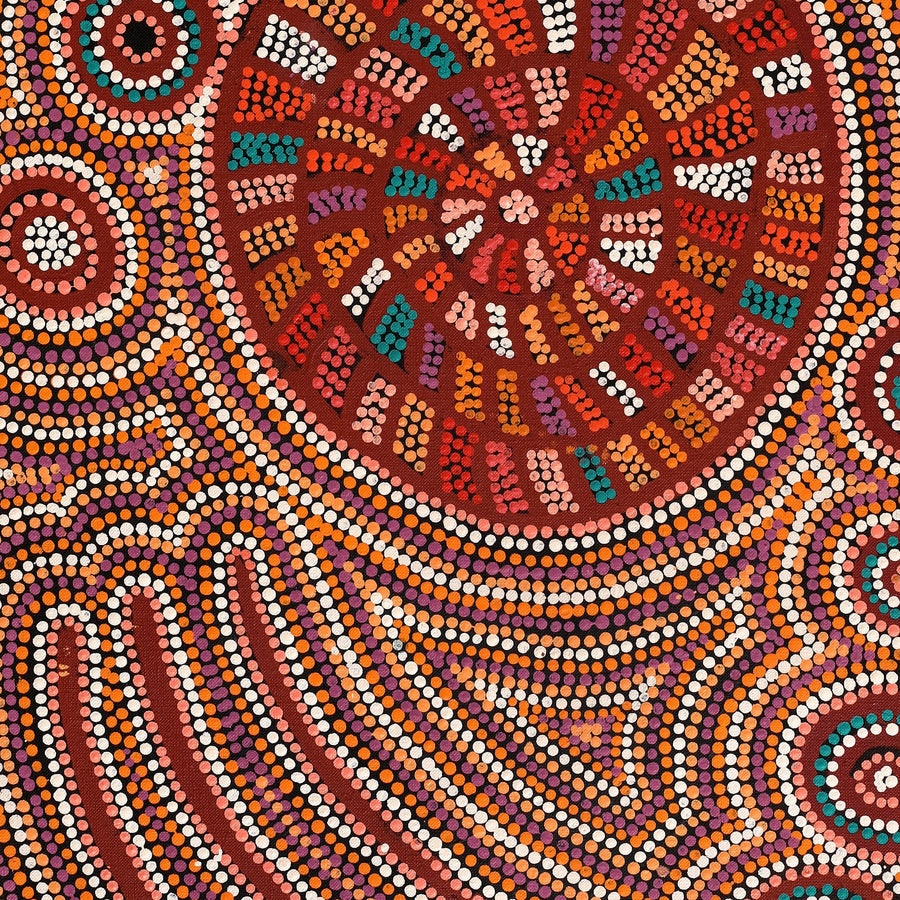 Aboriginal Artwork by Natasha Nungarrayi Spencer, Ngalyarrpa manu Puluku Jukurrpa, 76x46cm