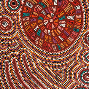 Aboriginal Artwork by Natasha Nungarrayi Spencer, Ngalyarrpa manu Puluku Jukurrpa, 76x46cm - ART ARK®