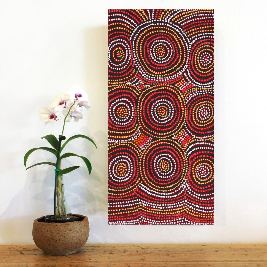 Aboriginal Artwork by Pamela Napaljarri Morgan, Lappi Lappi Jukurrpa, 61x30cm
