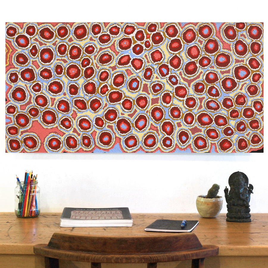 Aboriginal Artwork by Pamela Napurrurla Walker, Janganpa Jukurrpa (Brush-tail Possum Dreaming) - Mawurrji, 91x46cm