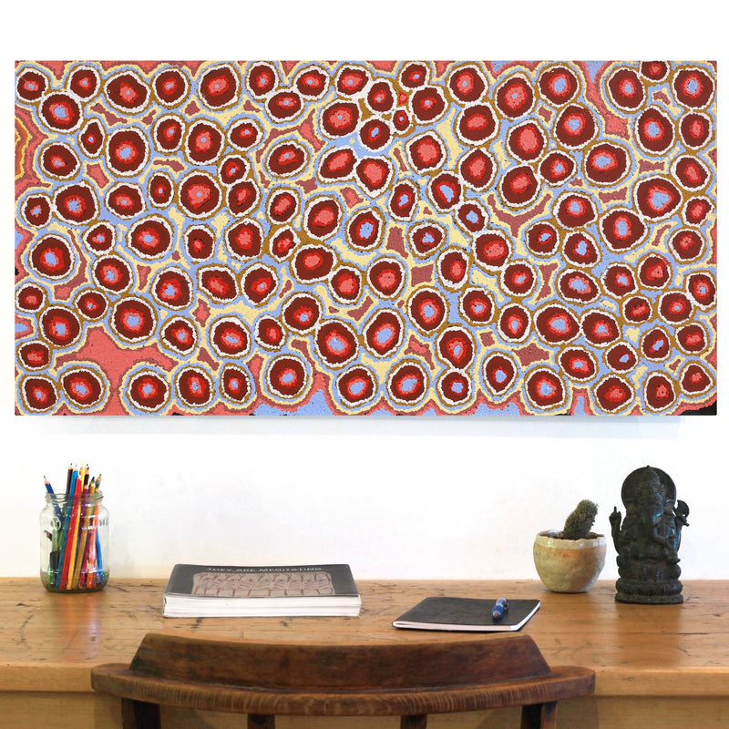Aboriginal Artwork by Pamela Napurrurla Walker, Janganpa Jukurrpa (Brush-tail Possum Dreaming) - Mawurrji, 91x46cm