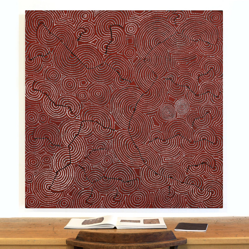 Aboriginal Artwork by Patrick Japangardi Williams, Mina Mina Jukurrpa (Mina Mina Dreaming), 122x122cm