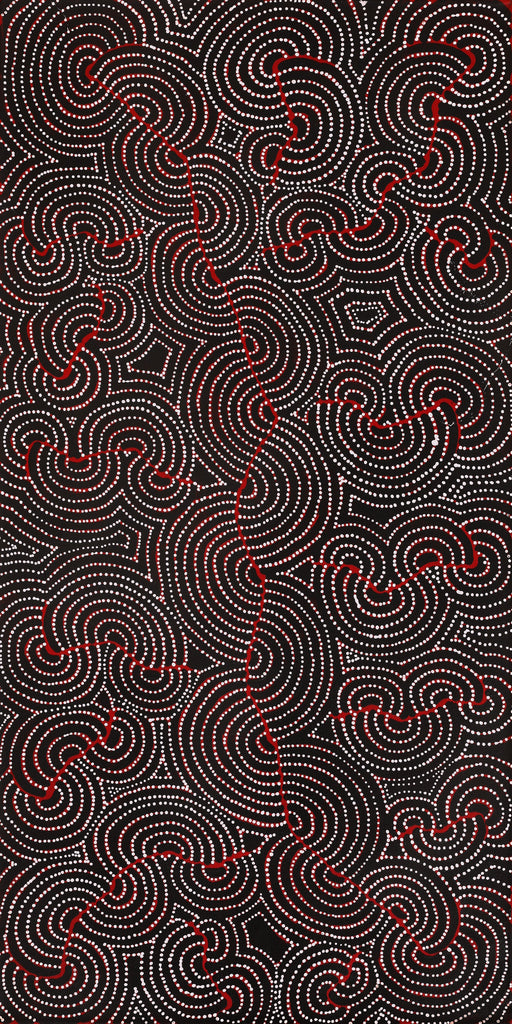 Aboriginal Artwork by Patrick Japangardi Williams, Mina Mina Jukurrpa (Mina Mina Dreaming), 122x61cm
