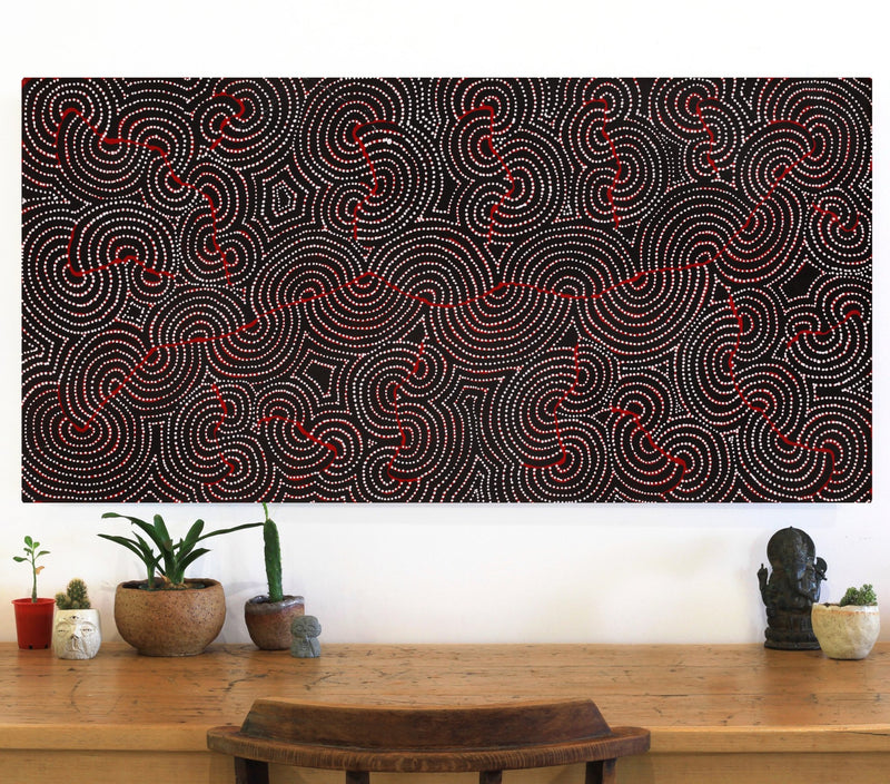 Aboriginal Artwork by Patrick Japangardi Williams, Mina Mina Jukurrpa (Mina Mina Dreaming), 122x61cm