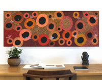 Aboriginal Artwork by Pauline Nampijinpa Singleton, Yankirri Jukurrpa (Emu Dreaming) - Ngarlikurlangu, 122x46cm