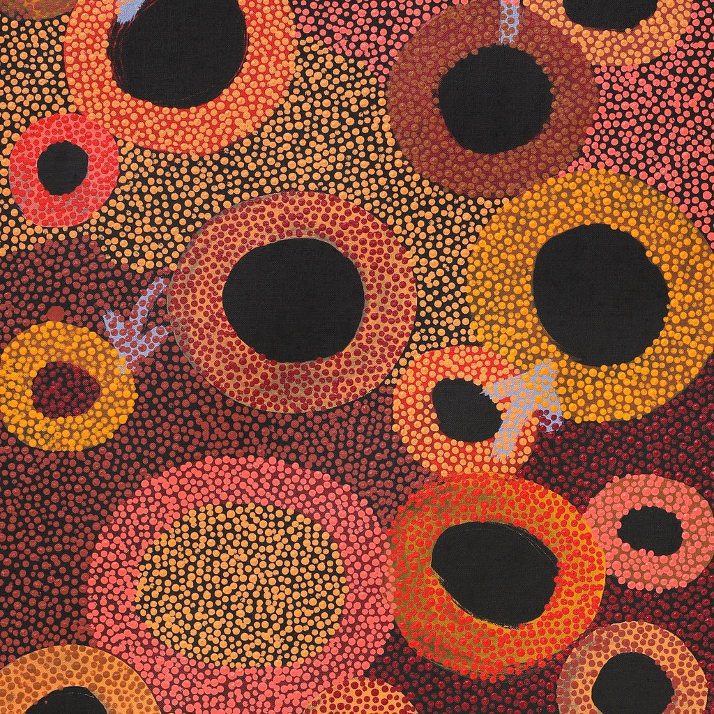 Aboriginal Artwork by Pauline Nampijinpa Singleton, Yankirri Jukurrpa (Emu Dreaming) - Ngarlikurlangu, 122x46cm