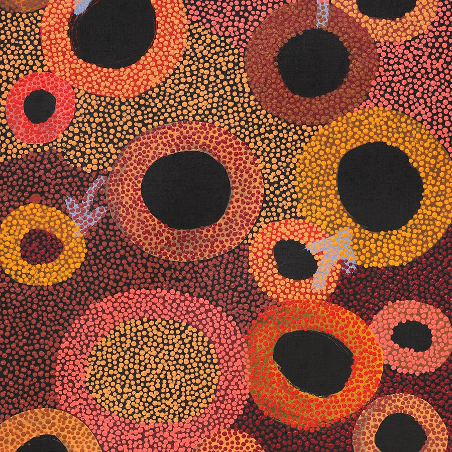 Aboriginal Artwork by Pauline Nampijinpa Singleton, Yankirri Jukurrpa (Emu Dreaming) - Ngarlikurlangu, 122x46cm
