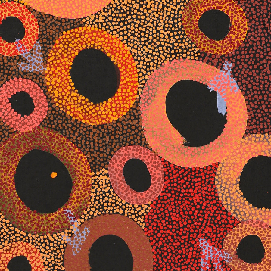 Aboriginal Artwork by Pauline Nampijinpa Singleton, Yankirri Jukurrpa (Emu Dreaming) - Ngarlikurlangu, 122x46cm