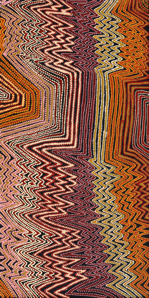 Aboriginal Artwork by Pauline Napangardi Gallagher, Lukarrara Jukurrpa, 122x61cm