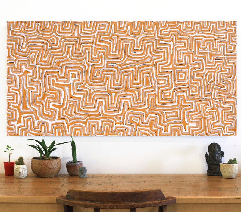 Aboriginal Artwork by Pauline Napangardi Gallagher, Lukarrara Jukurrpa, 122x61cm