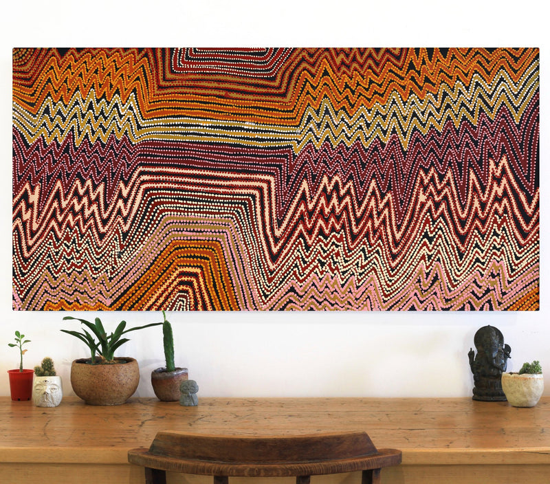 Aboriginal Artwork by Pauline Napangardi Gallagher, Lukarrara Jukurrpa, 122x61cm