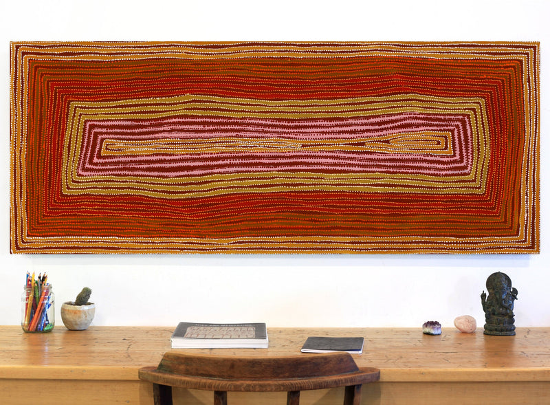 Aboriginal Artwork by Pauline Napangardi Gallagher, Lukarrara Jukurrpa, 152x61cm