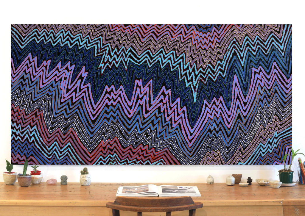 Aboriginal Artwork by Pauline Napangardi Gallagher, Lukarrara Jukurrpa, 183x91cm
