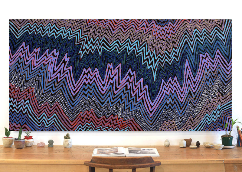 Aboriginal Artwork by Pauline Napangardi Gallagher, Lukarrara Jukurrpa, 183x91cm