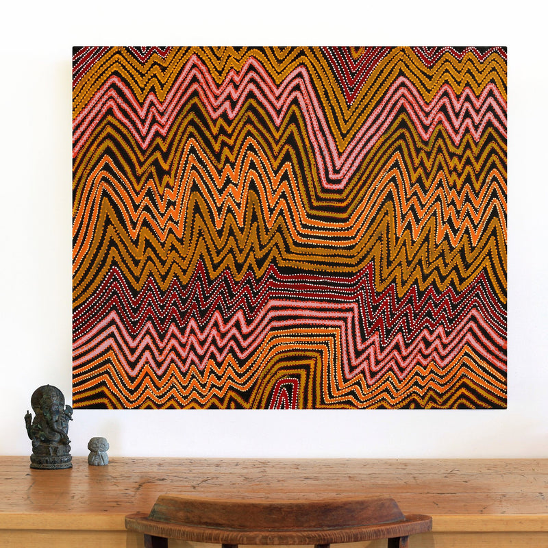 Aboriginal Artwork by Pauline Napangardi Gallagher, Lukarrara Jukurrpa, 91x76cm