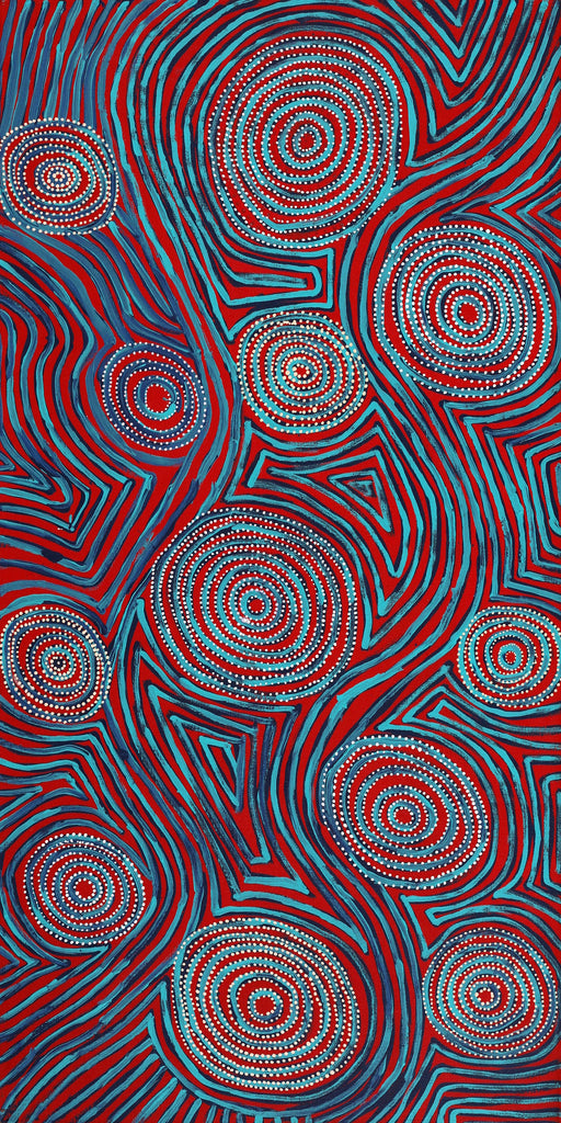 Aboriginal Artwork by Pauline Napangardi Gallagher, Mina Mina Jukurrpa, 122x61cm
