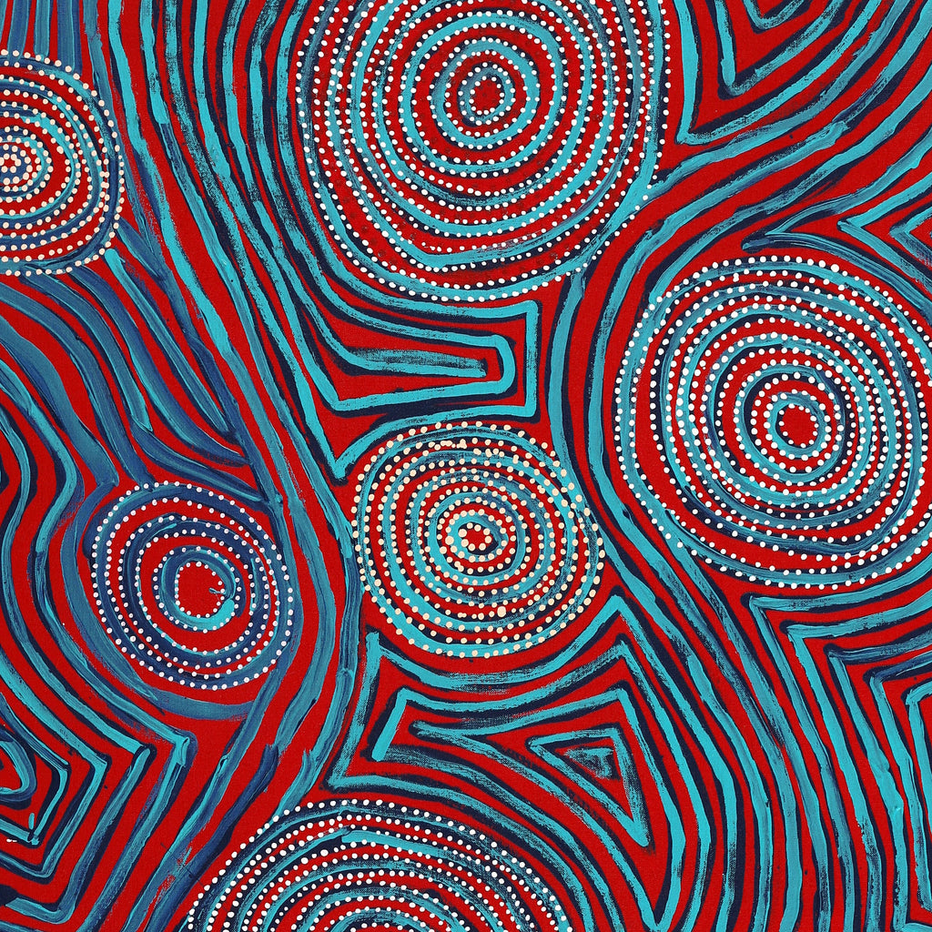 Aboriginal Artwork by Pauline Napangardi Gallagher, Mina Mina Jukurrpa, 122x61cm