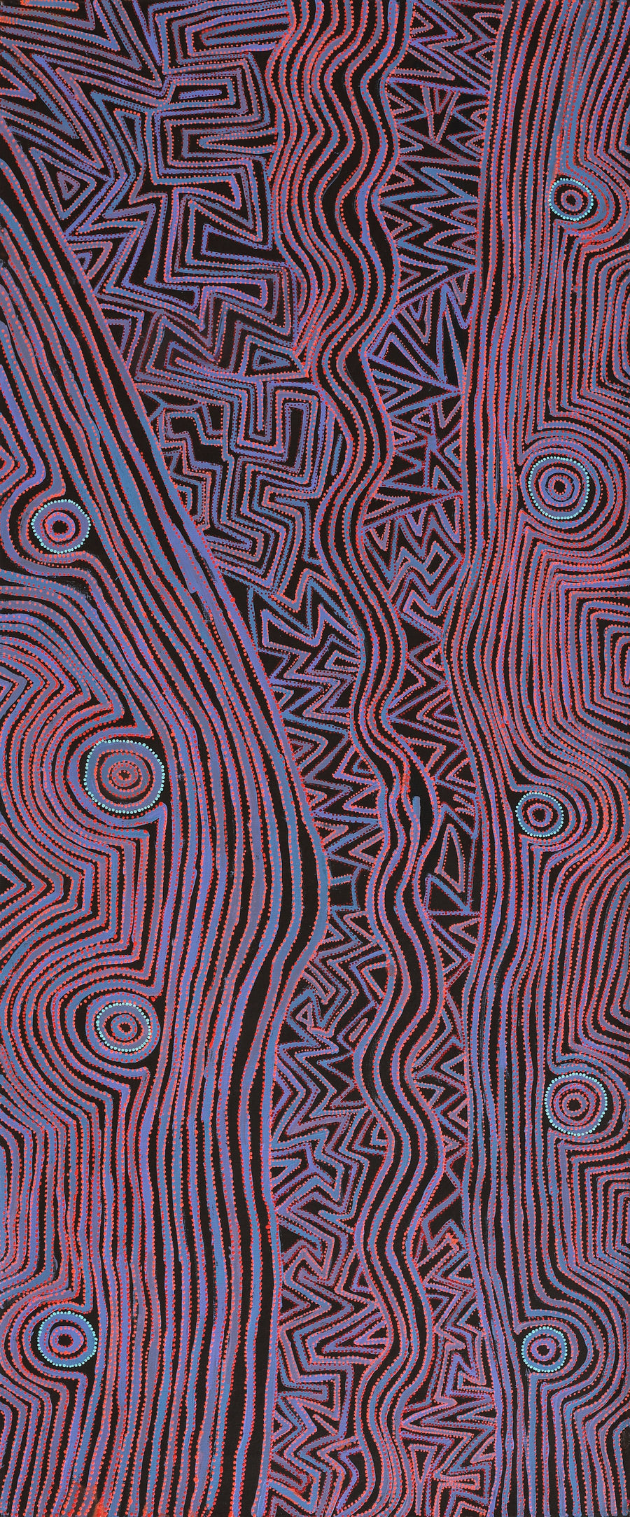 Aboriginal Artwork by Pauline Napangardi Gallagher, Mina Mina Jukurrpa, 183x76cm