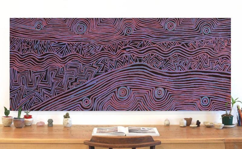 Aboriginal Artwork by Pauline Napangardi Gallagher, Mina Mina Jukurrpa, 183x76cm