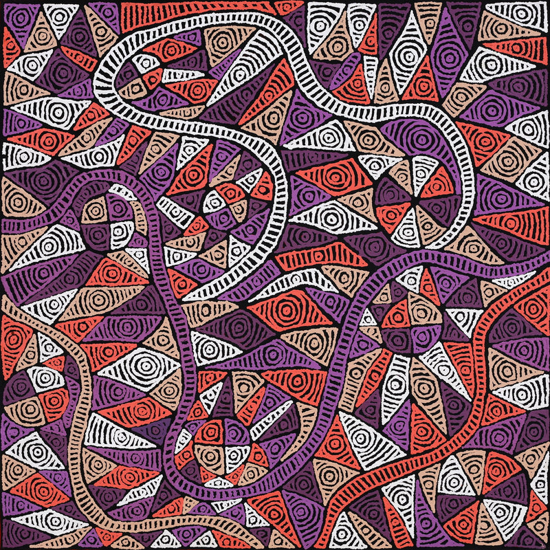 Aboriginal Artwork by Pauline Napangardi Gallagher, Mina Mina Jukurrpa - Ngalyipi, 107x107cm