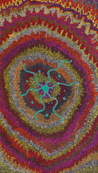 Aboriginal Artwork by Peggy Napurrurla Granites, Pirlarla Jukurrpa (Dogwood Tree Bean Dreaming), 107x61cm