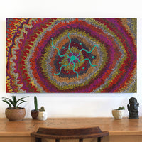 Aboriginal Artwork by Peggy Napurrurla Granites, Pirlarla Jukurrpa (Dogwood Tree Bean Dreaming), 107x61cm