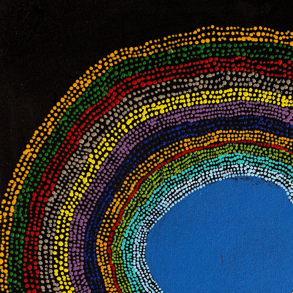 Aboriginal Artwork by Peggy Napurrurla Granites, Pirlarla Jukurrpa (Dogwood Tree Bean Dreaming), 46x46cm