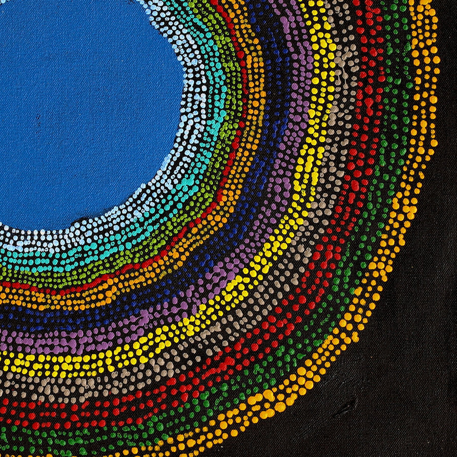 Aboriginal Artwork by Peggy Napurrurla Granites, Pirlarla Jukurrpa (Dogwood Tree Bean Dreaming), 46x46cm