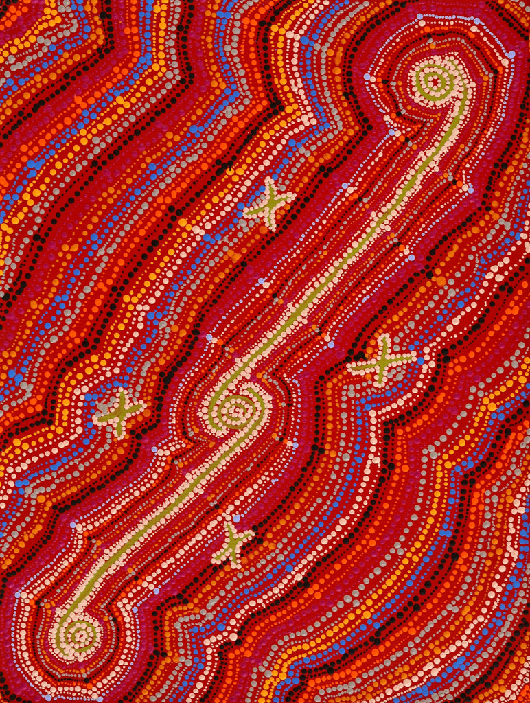 Aboriginal Artwork by Peggy Napurrurla Granites, Pirlarla Jukurrpa (Dogwood Tree Bean Dreaming), 61x46cm