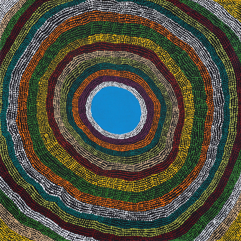 Aboriginal Artwork by Peggy Napurrurla Granites, Pirlarla Jukurrpa (Dogwood Tree Bean Dreaming), 61x61cm