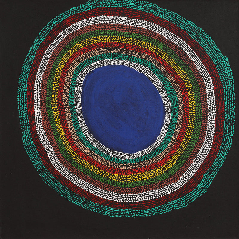 Aboriginal Artwork by Peggy Napurrurla Granites, Pirlarla Jukurrpa (Dogwood Tree Bean Dreaming), 61x61cm