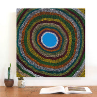 Aboriginal Artwork by Peggy Napurrurla Granites, Pirlarla Jukurrpa (Dogwood Tree Bean Dreaming), 61x61cm