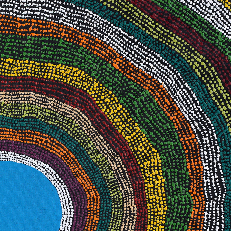Aboriginal Artwork by Peggy Napurrurla Granites, Pirlarla Jukurrpa (Dogwood Tree Bean Dreaming), 61x61cm