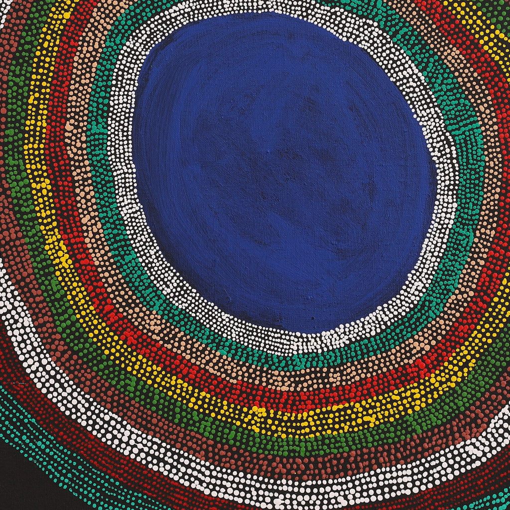 Aboriginal Artwork by Peggy Napurrurla Granites, Pirlarla Jukurrpa (Dogwood Tree Bean Dreaming), 61x61cm