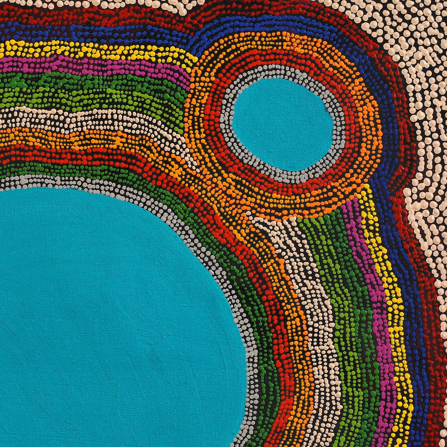 Aboriginal Artwork by Peggy Napurrurla Granites, Pirlarla Jukurrpa (Dogwood Tree Bean Dreaming), 61x61cm