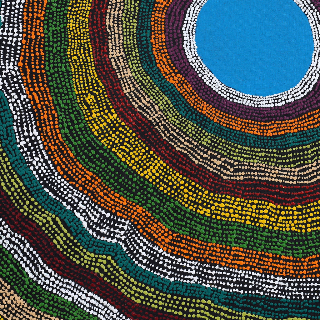 Aboriginal Artwork by Peggy Napurrurla Granites, Pirlarla Jukurrpa (Dogwood Tree Bean Dreaming), 61x61cm