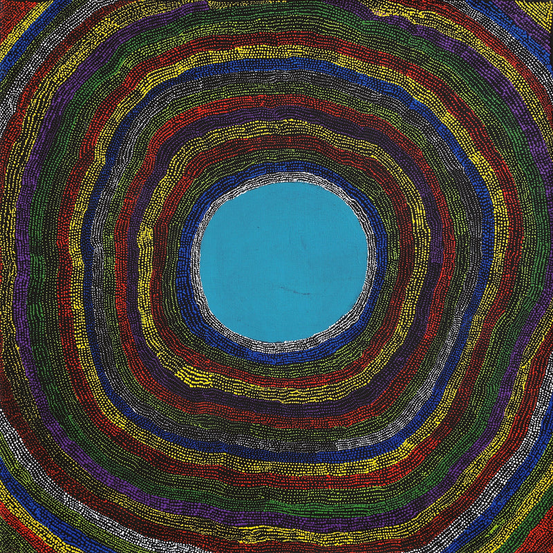 Aboriginal Artwork by Peggy Napurrurla Granites, Pirlarla Jukurrpa (Dogwood Tree Bean Dreaming), 76x76cm