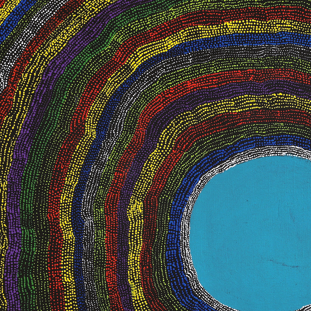 Aboriginal Artwork by Peggy Napurrurla Granites, Pirlarla Jukurrpa (Dogwood Tree Bean Dreaming), 76x76cm